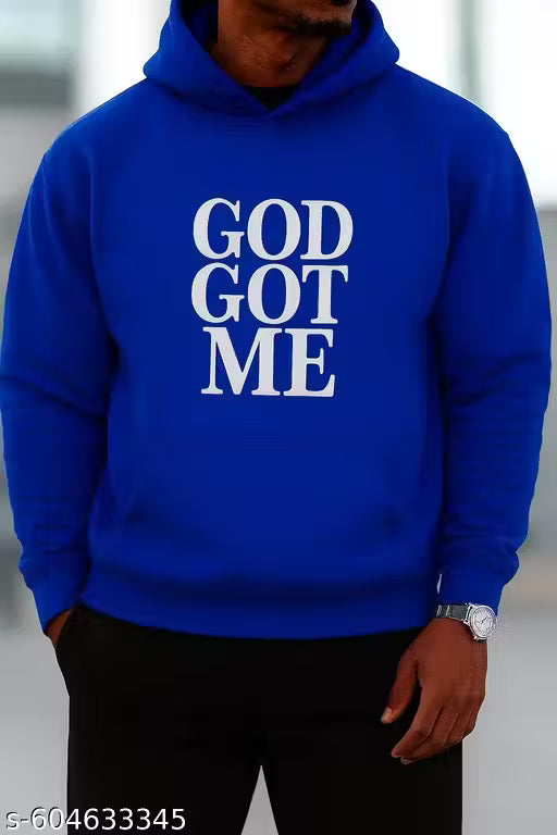 Men Hoody, GOD GOT ME printed with Kangaroo pocket