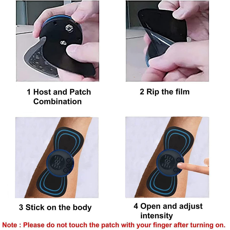Step-by-step guide on using a electronic patch with text instructions.