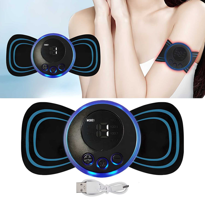 Electrical muscle stimulator device with USB cable on a white background