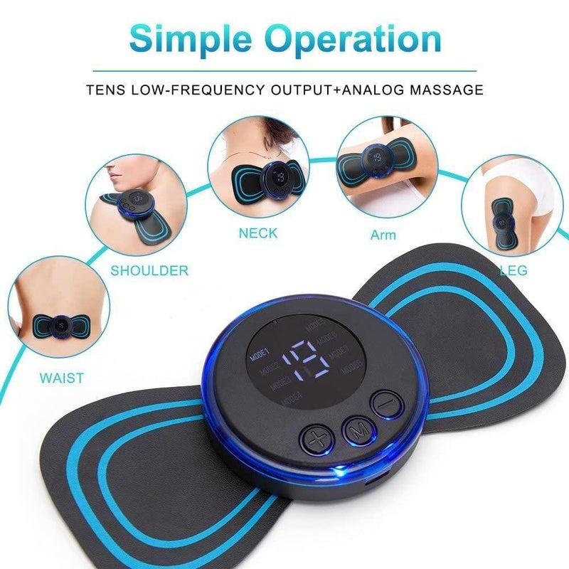 Digital device with pads for different body parts on a white background, labeled 'Simple Operation'.