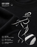 Black Krishna T-shirt with premium 220 GSM cotton fabric and detailed DTF print close-up