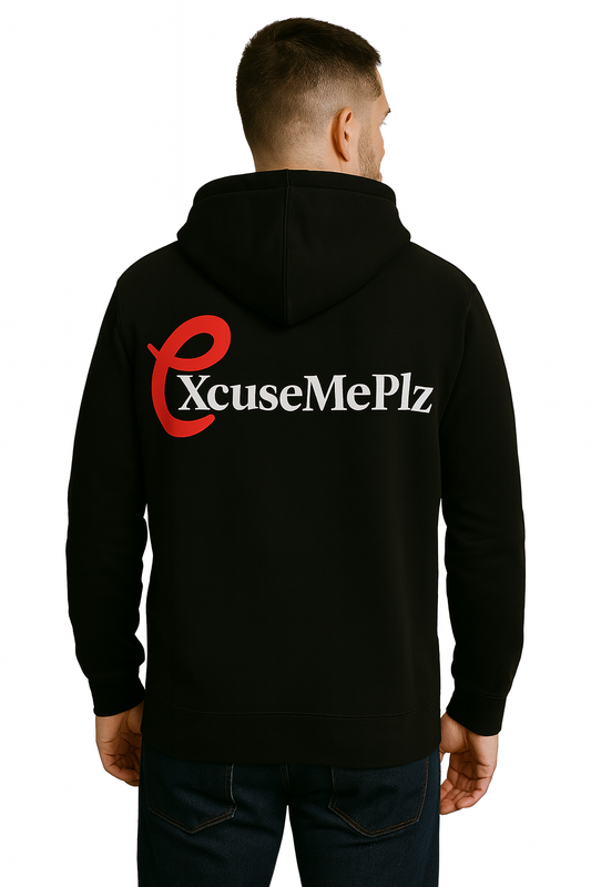 ExcuseMePlz™ (Premium-Black) Hoodie, Back side print