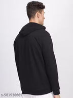 Person wearing a black hoodie from behind on a white background